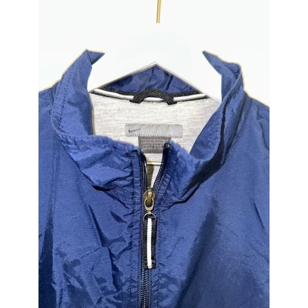 B5 Nike Full Zip Windbreaker Track Jacket Cotton Lined Men's‎ Large VTG 90s Blue